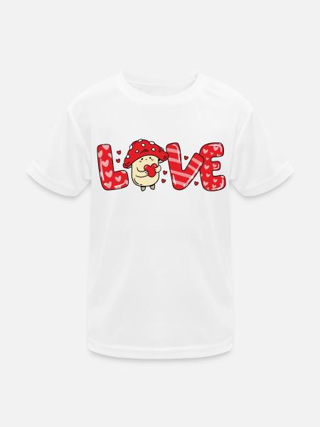 Mushroom in love heart couples valentine's day - Kids Functional T-Shirt - white