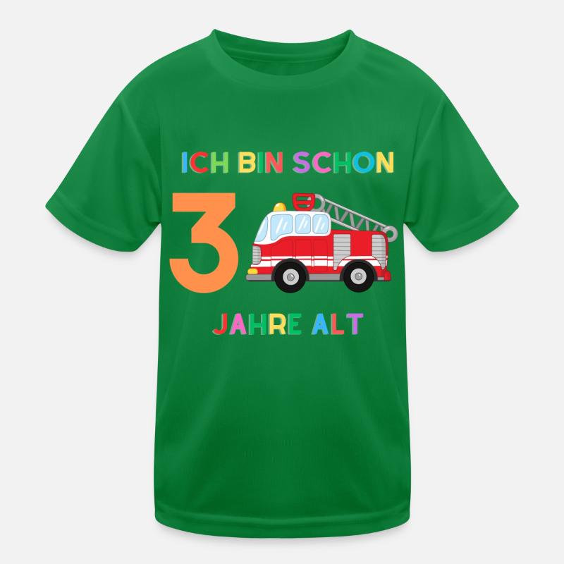 Ich bin 3 Junge, Feuerwehr Kinder Funktions-T-Shirt