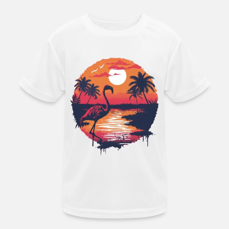 Flamingo Illustration Kids Functional T-Shirt