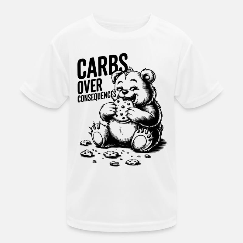 Carbs Over Consequences Bear Illustration Kids Functional T-Shirt
