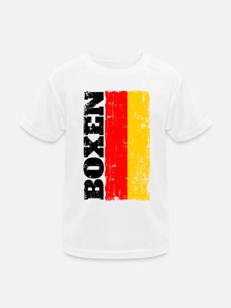 Boxen Boxer Boxing Flagge Fahne Deutschland - Kinder Funktions-T-Shirt - Weiß - Vorne