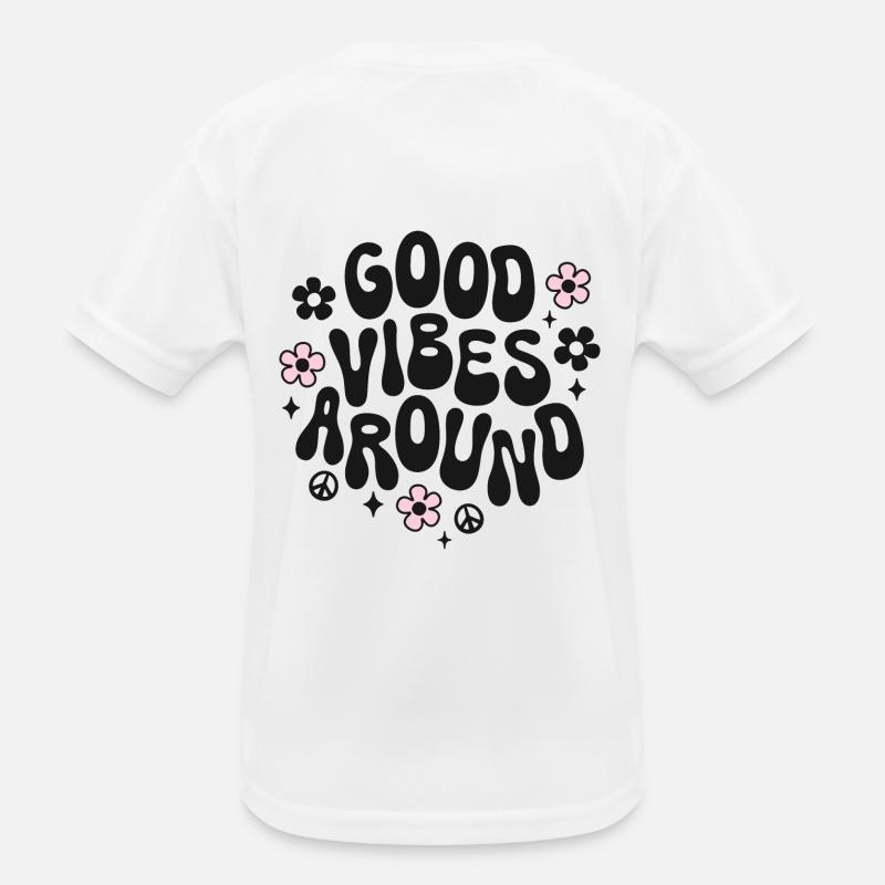 Good vibes around Spruch Trendy Retro Peace Love Kinder Funktions-T-Shirt