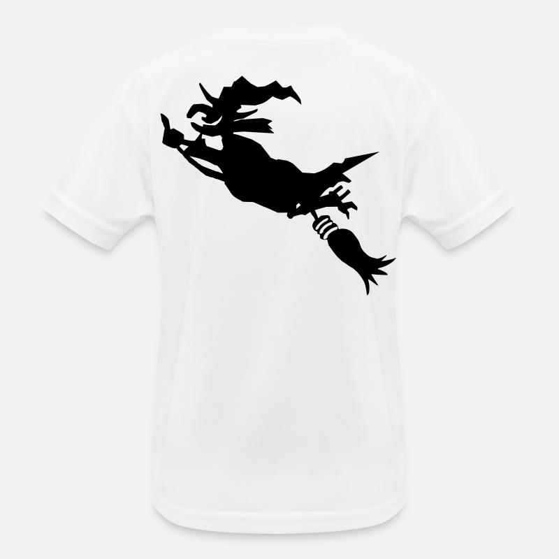 Witch on broom funny Kids Functional T-Shirt