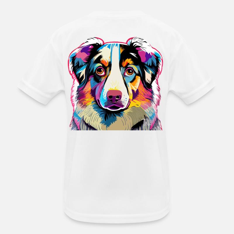 Colorful Australia Shepherd Kids Functional T-Shirt