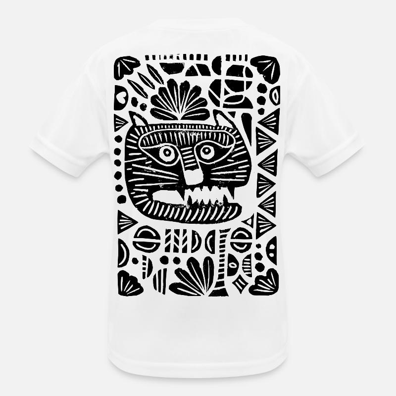 Tiger | Linoprint Kinder Funktions-T-Shirt