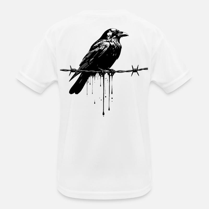 Raven on Barbed Wire Ink Kids Functional T-Shirt