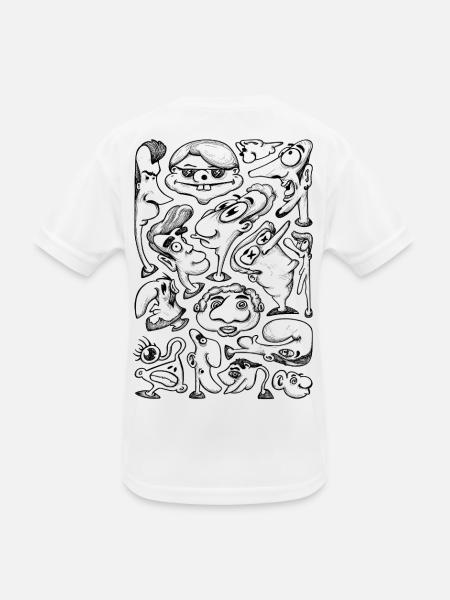 Cartoon Faces - Kids Functional T-Shirt - white - Back