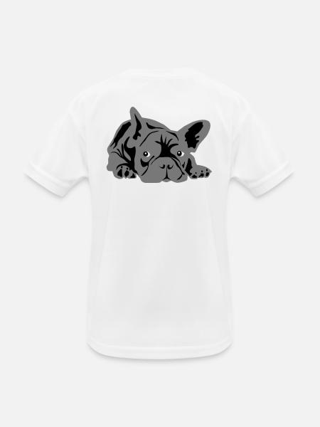 französische bulldogge 2 Farben - Kinder Funktions-T-Shirt - Weiß - Hinten