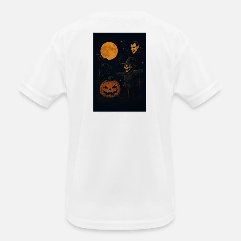 Halloween Witch Pumpkin with Moon Mood Kids Functional T-Shirt
