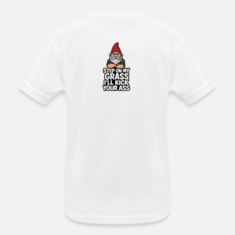 Gnom Spruch Schritt auf mein Gras Kinder Funktions-T-Shirt