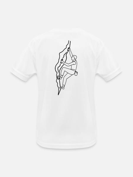 Mann auf kletterwand - Kinder Funktions-T-Shirt - Weiß - Hinten