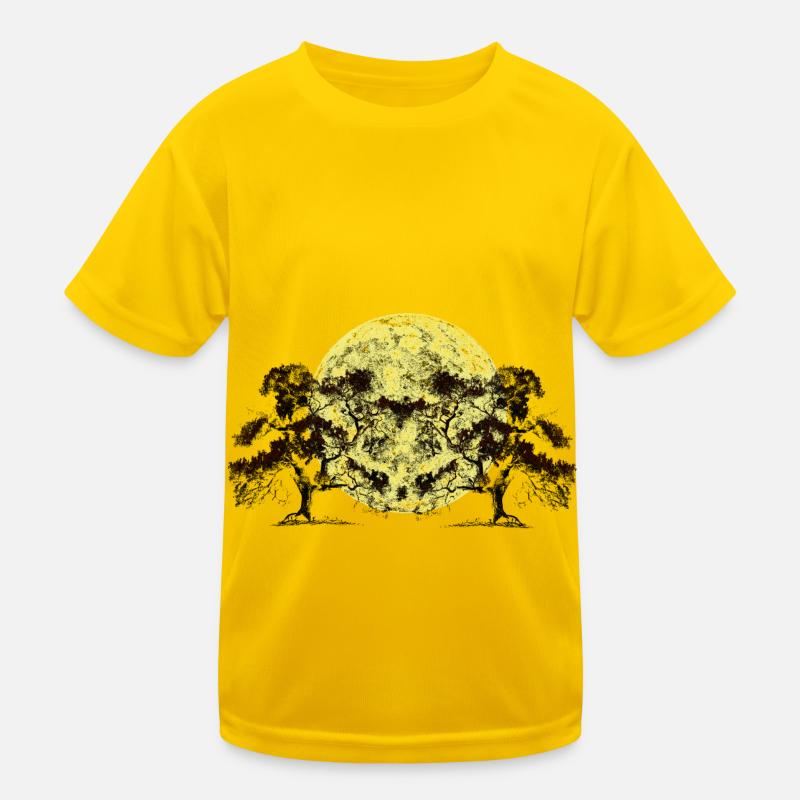 Moon, Forest, Trees, Nature, Botany, Flora Kids Functional T-Shirt