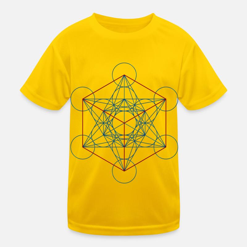 Metatron's Cube - blue red Kids Functional T-Shirt