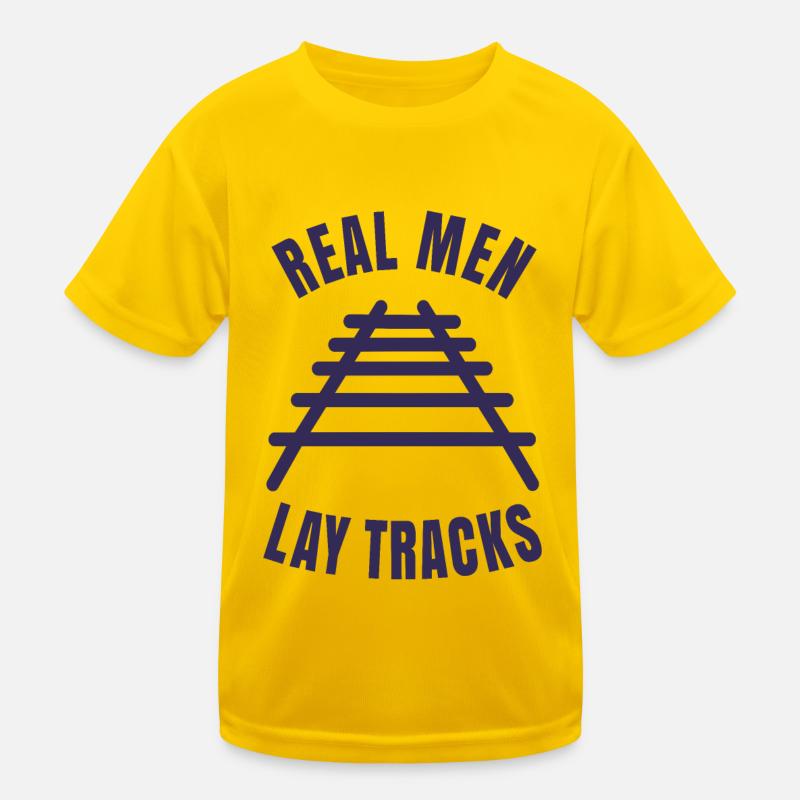 Real men lay tracks rails Kids Functional T-Shirt