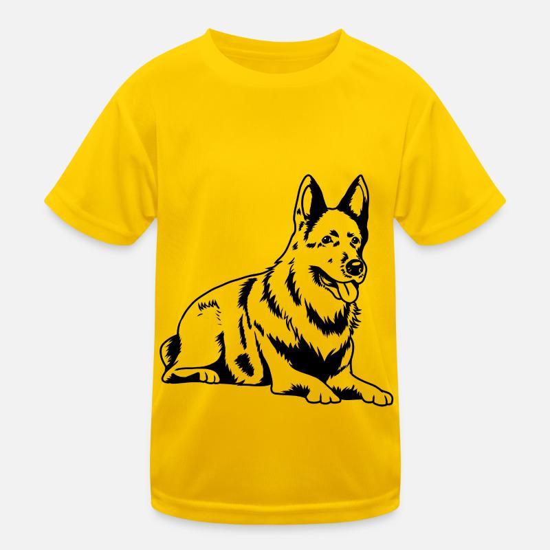 Schäferhund Silhouette Deutscher Schäferhund Hund Kinder Funktions-T-Shirt