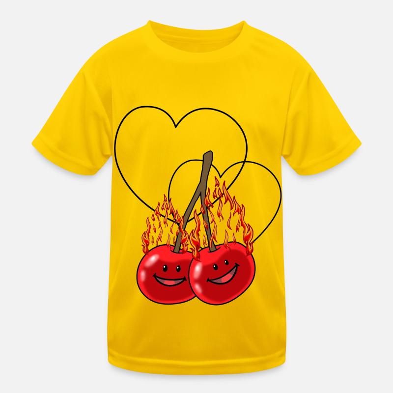 fiery cherries cherry hot fruit hearts Kids Functional T-Shirt