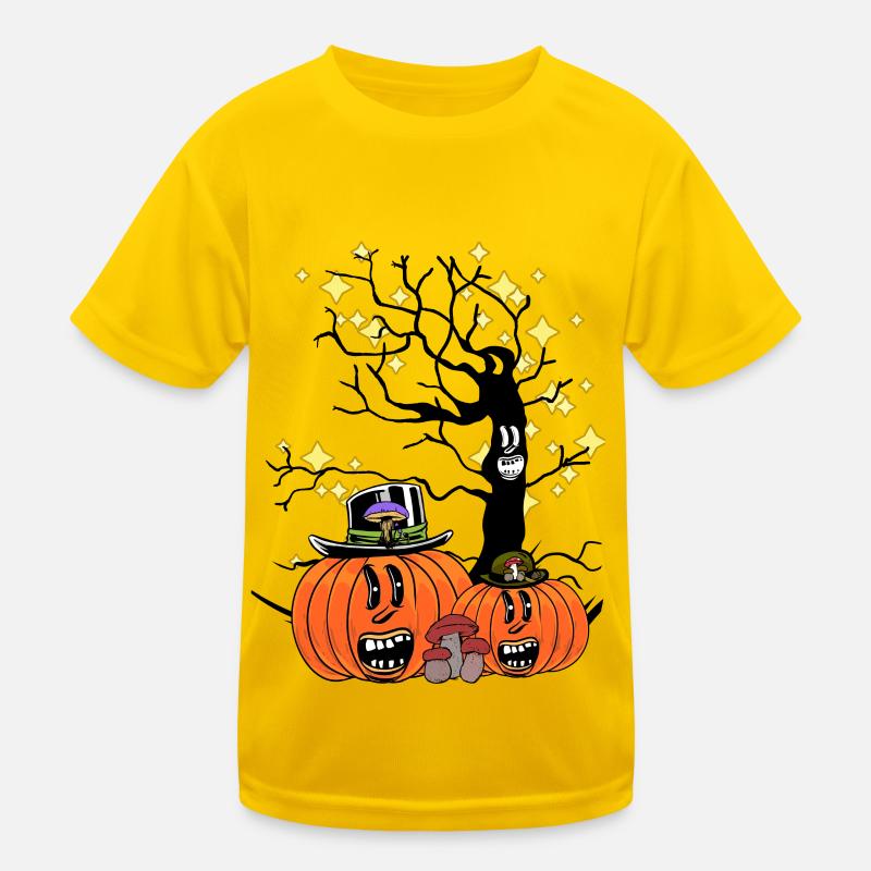 Night Sky Horror Halloween October Pumpkin Child Kids Functional T-Shirt