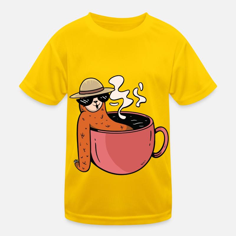 Montag Morgen Faultier Kaffee Pause Tee Genuss Kinder Funktions-T-Shirt