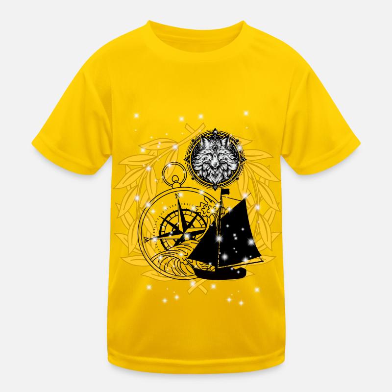Seafaring compass sailing ship maritime Kids Functional T-Shirt
