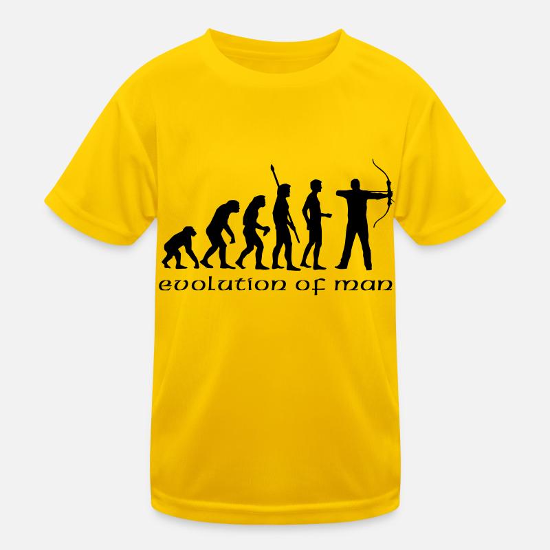 evolution_bogenschiessen_b - Kinder Funktions-T-Shirt - Eigelb