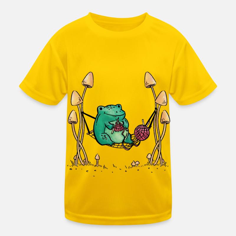 Frog Needlework Knitting Nature Hammock Kids Functional T-Shirt