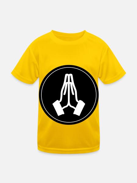 Beten Hände Kreis - Kinder Funktions-T-Shirt - Eigelb - Vorne