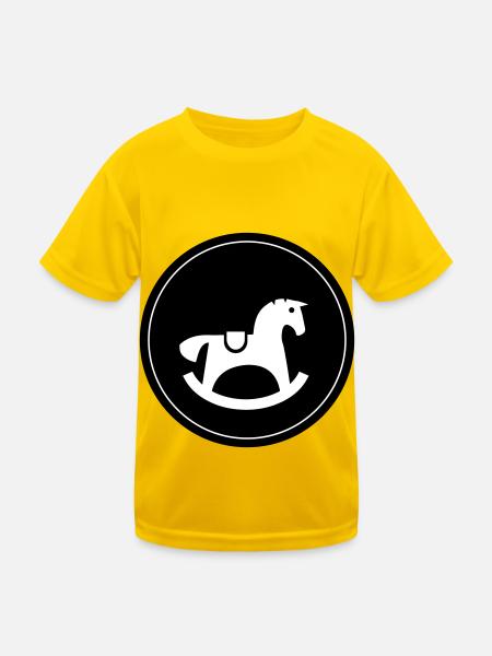 Schauckelpferd Spielzeug Baby - Kinder Funktions-T-Shirt - Eigelb - Vorne