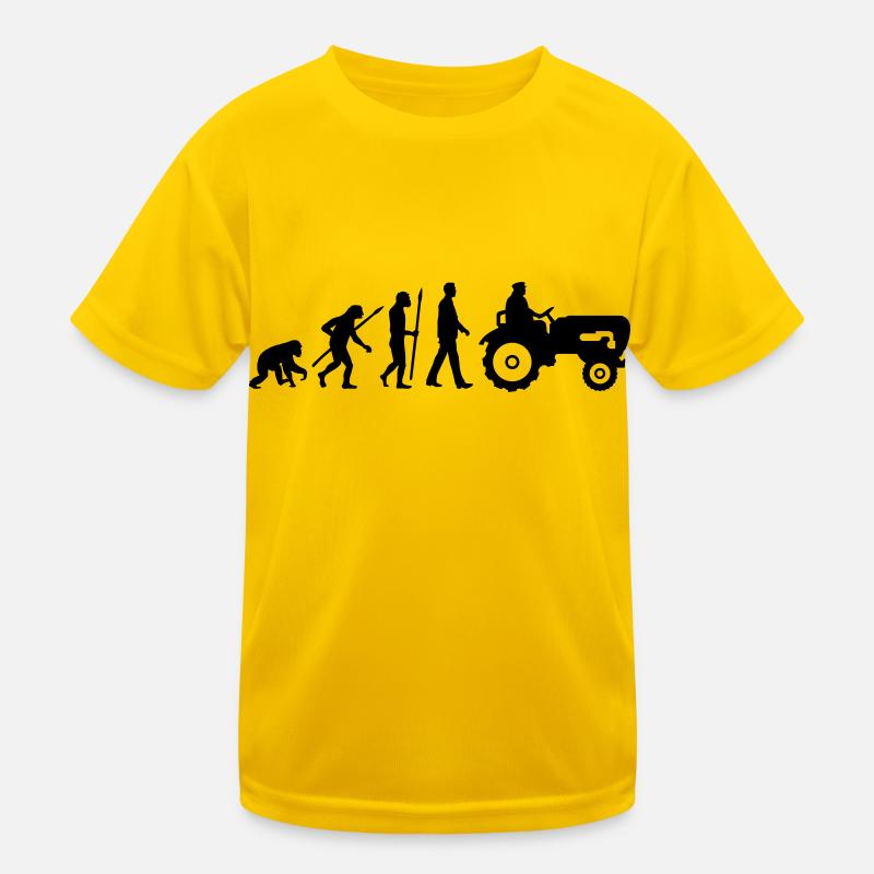 evolution_bauer_mit_traktor_032013_a_1c - Kinder Funktions-T-Shirt - Eigelb