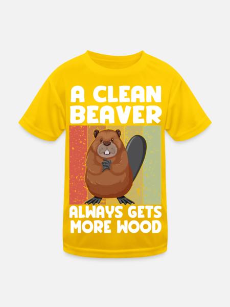 Sauberer Biber Holzspruch - Kinder Funktions-T-Shirt - Eigelb