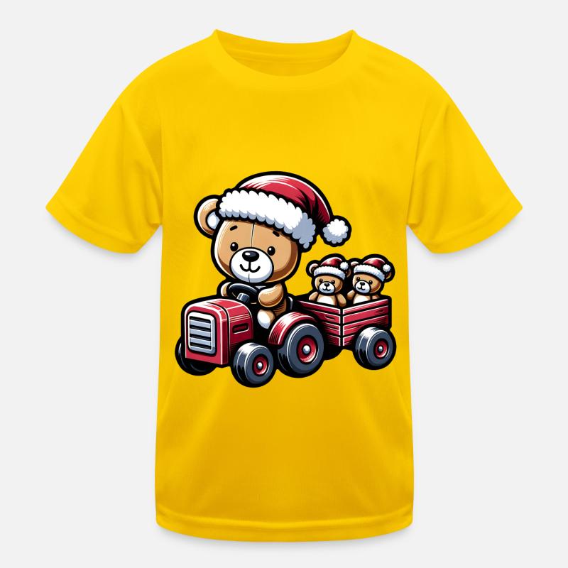 Teddy as Santa Claus with tractor Kids Functional T-Shirt
