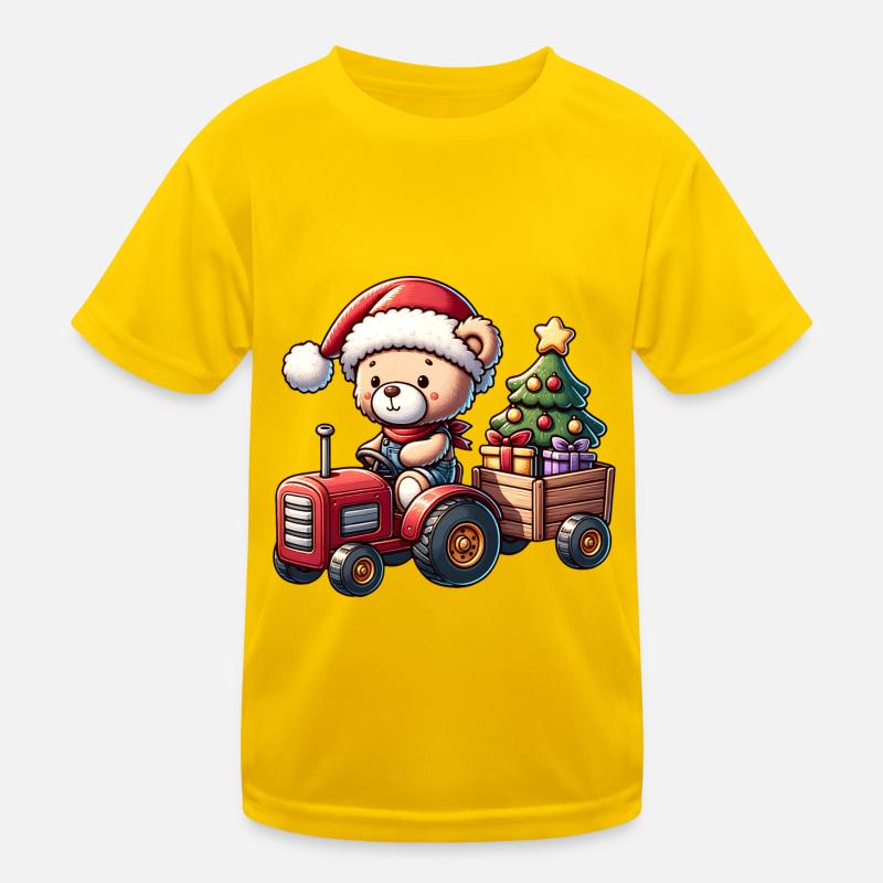 Teddy as Santa Claus with tractor Kids Functional T-Shirt