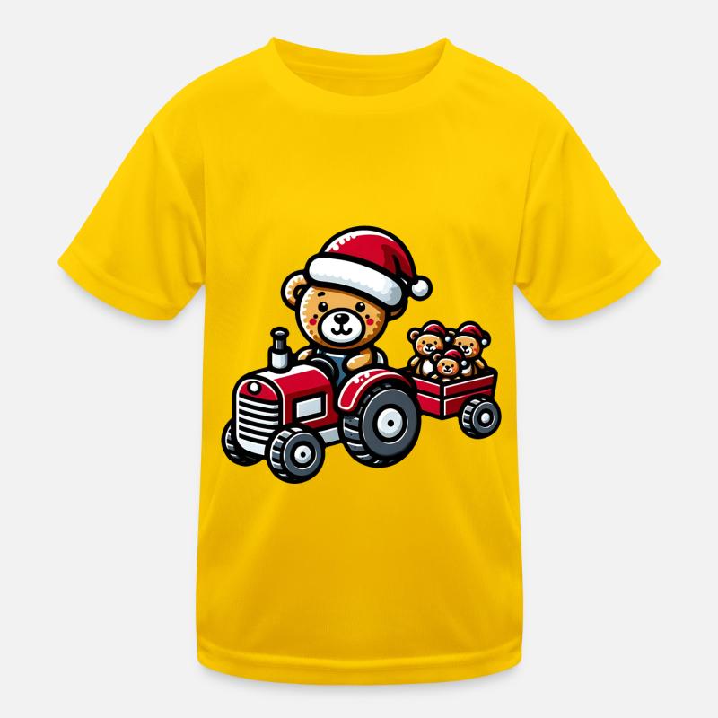 Teddy as Santa Claus with tractor Kids Functional T-Shirt
