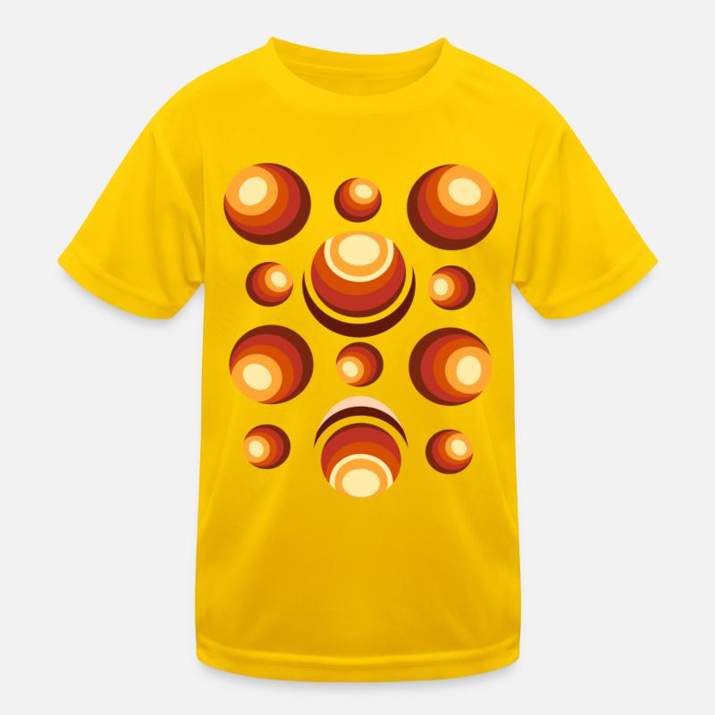 Retro Circle Pattern 70s Crescent Kids Functional T-Shirt