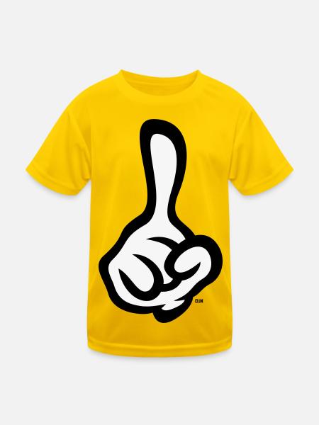 Raised index finger (finger / right hand / 2C) - Kids Functional T-Shirt - egg yellow - Front