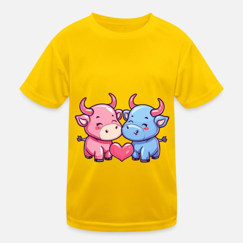Stier Comic Paar Liebe Kinder Funktions-T-Shirt