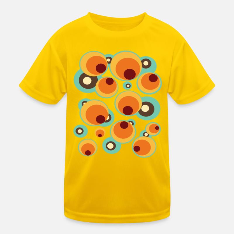 Vintage Mid Century Dot Circle Pattern Kids Functional T-Shirt