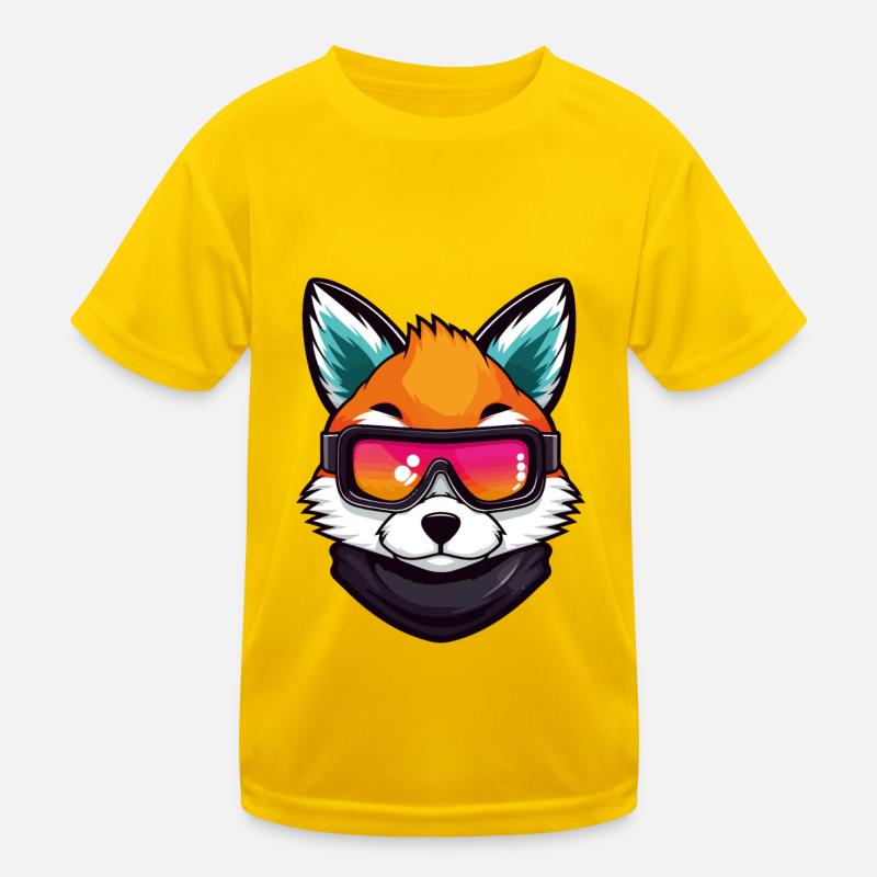 Fuchs Ski Brille Comic Kinder Funktions-T-Shirt
