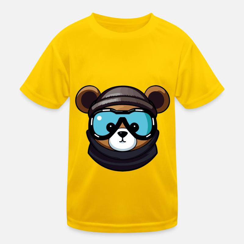 Bear Snowboard Ski Goggles Comic Kids Functional T-Shirt