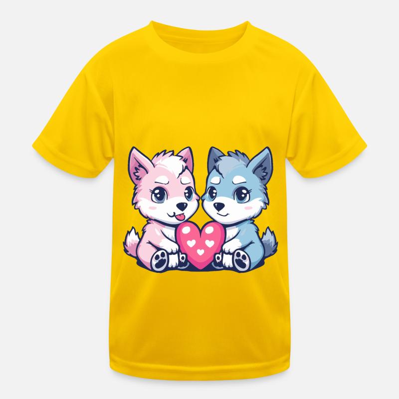 Wolf Comic Paar Liebe Kinder Funktions-T-Shirt