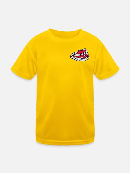 Ein rohes Steak - Kinder Funktions-T-Shirt - Eigelb - Vorne