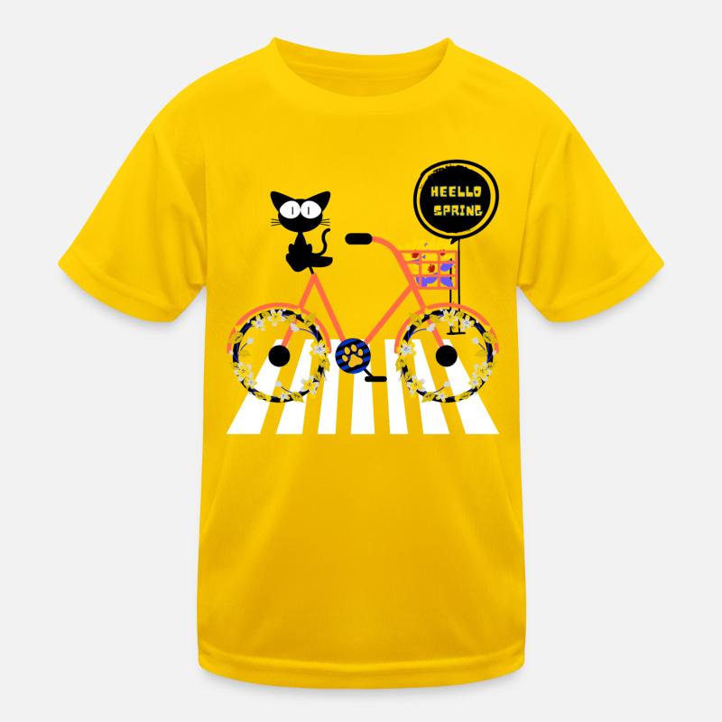 Hello Spring - Spring Cat - Spring Time Gardeners - Kids Functional T-Shirt - egg yellow