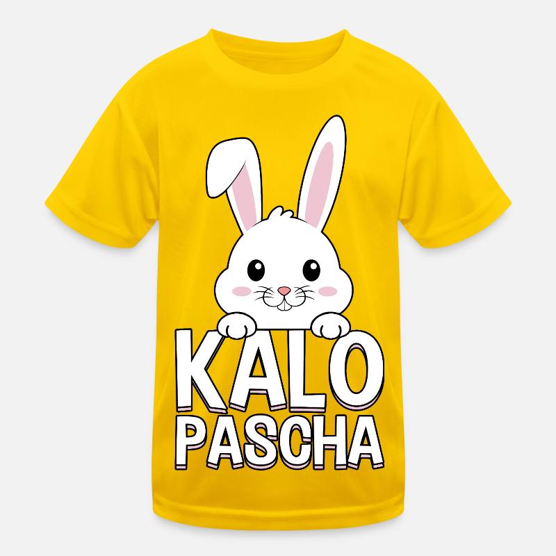 Kalo Pascha Greek Easter Bunny Orthodox Easter Kids Functional T-Shirt