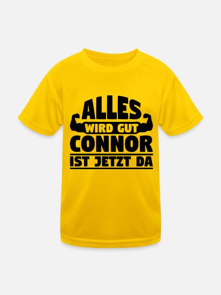 Alles wird gut Connor ist jetzt da - Kinder Funktions-T-Shirt - Eigelb - Vorne