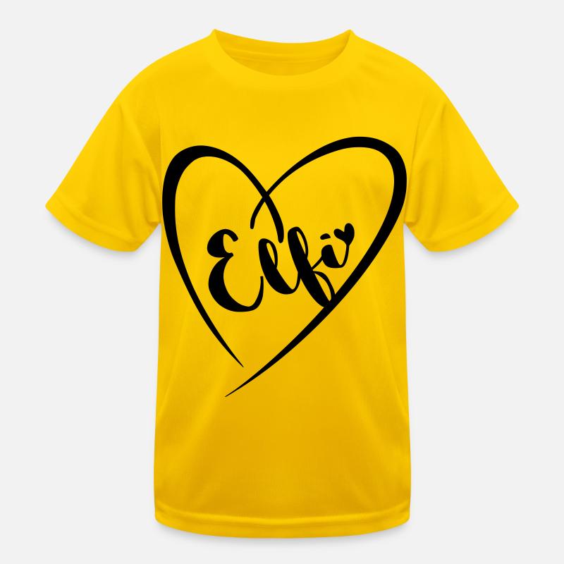 Elfi surname first name in heart frame Kids Functional T-Shirt