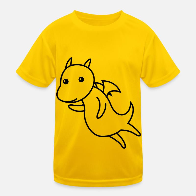 Drache Comic Tier - Kinder Funktions-T-Shirt - Eigelb