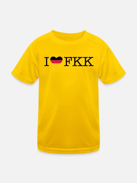I love FKK - Kinder Funktions-T-Shirt - Eigelb