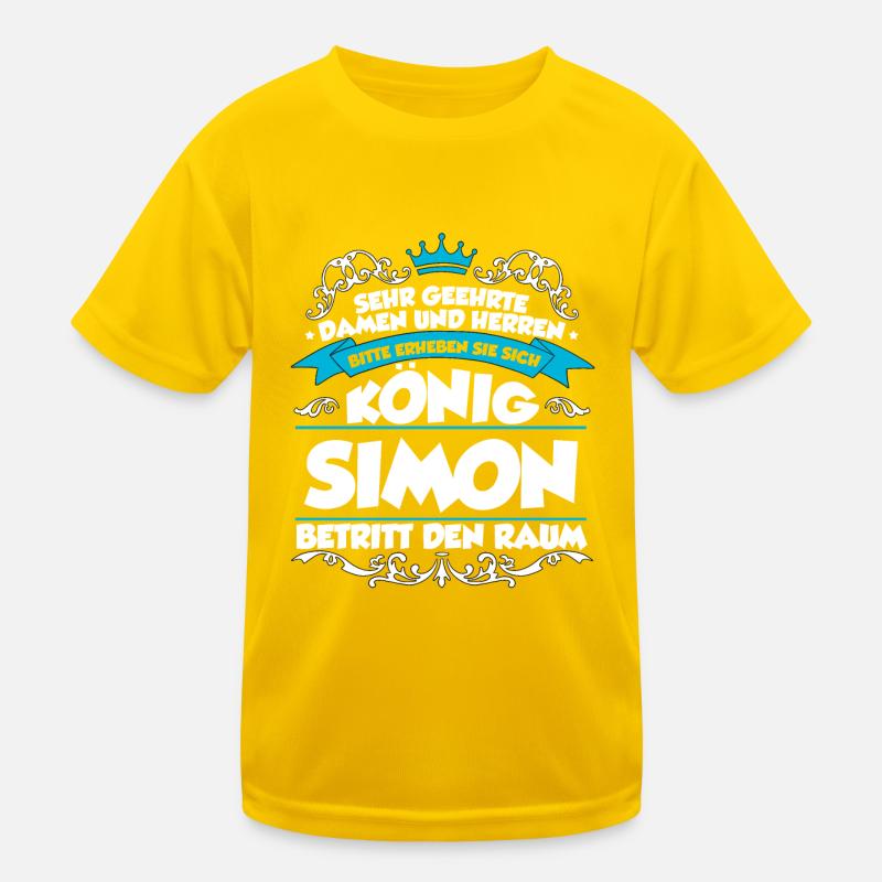 Simon Name Design - Kinder Funktions-T-Shirt - Eigelb