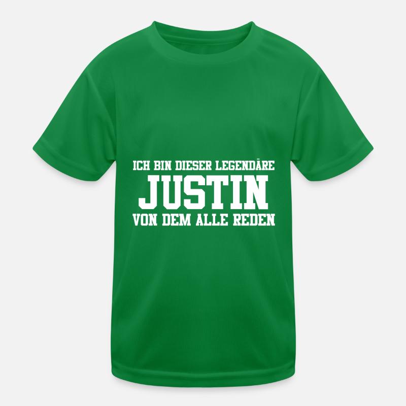 Justin Name Design Kinder Funktions-T-Shirt