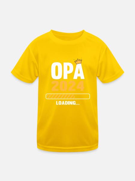 Opa 2024 Loading Schwangerschaftsankündigung - Kinder Funktions-T-Shirt - Eigelb