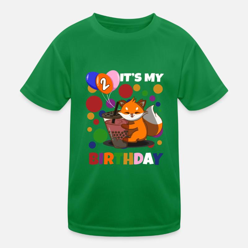2nd Birthday Fox Kids Functional T-Shirt